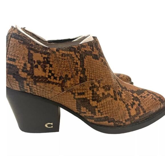 NIB Coach Sz 7C PERRI Booties PTE Snakeskin Leather - Picture 5 of 10